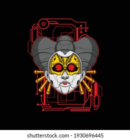 mecha geisha illustration for commercial use