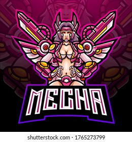 Mecha girl esport logo mascot design