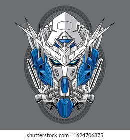 Mecha head exia with sacred geometry illustration