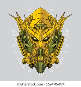 Mecha head exia with sacred geometry illustration