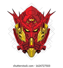 Mecha head exia with sacred geometry illustration