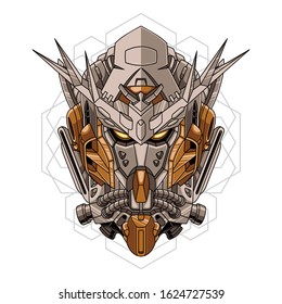 Mecha head exia with sacred geometry illustration