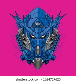 Mecha head exia with sacred geometry illustration