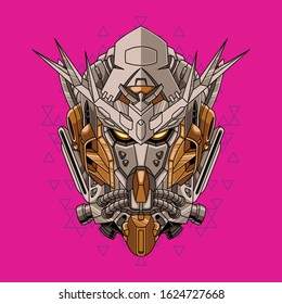 Mecha head exia with sacred geometry illustration