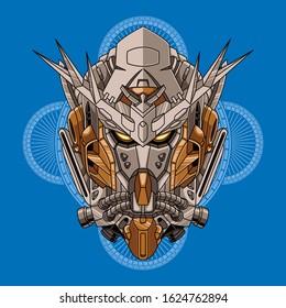 Mecha head exia with sacred geometry illustration