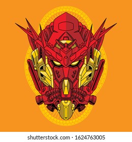 Mecha head exia with sacred geometry illustration