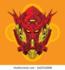 Mecha head exia with sacred geometry illustration