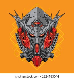 Mecha head exia with sacred geometry illustration
