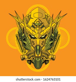 Mecha head exia with sacred geometry illustration