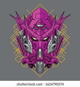 Mecha head exia with sacred geometry illustration