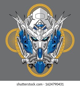 Mecha head exia with sacred geometry illustration