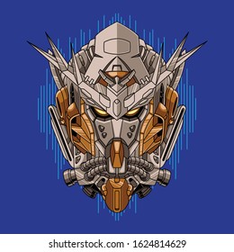 Mecha head exia with sacred geometry illustration