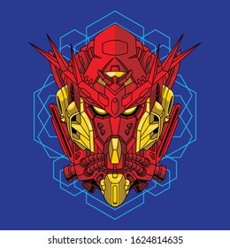 Mecha head exia with sacred geometry illustration