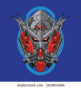 Mecha head exia with sacred geometry illustration