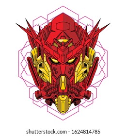 Mecha head exia with sacred geometry illustration