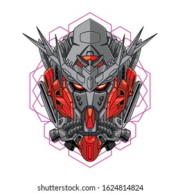 Mecha head exia with sacred geometry illustration