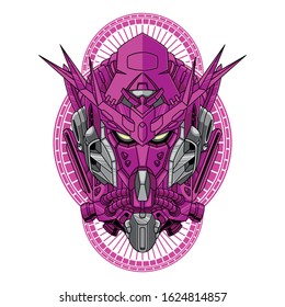 Mecha head exia with sacred geometry illustration