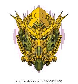 Mecha head exia with sacred geometry illustration