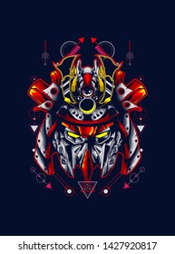 Mecha head with sacred geometry pattern