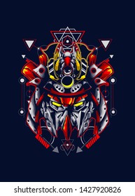 Mecha head with sacred geometry pattern