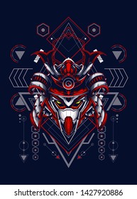 Mecha head with sacred geometry pattern