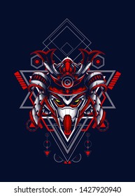 Mecha head with sacred geometry pattern