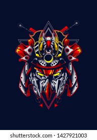 Mecha head with sacred geometry pattern