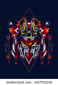 Mecha head with sacred geometry pattern