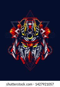 Mecha head with sacred geometry pattern