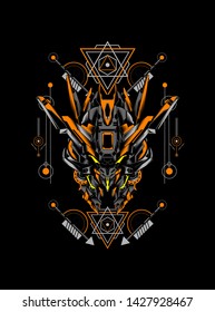Mecha head with sacred geometry pattern