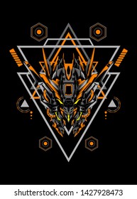 Mecha head with sacred geometry pattern