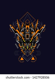 Mecha head with sacred geometry pattern