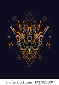 Mecha head with sacred geometry pattern
