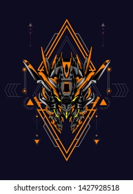 Mecha head with sacred geometry pattern