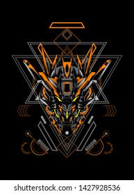 Mecha head with sacred geometry pattern