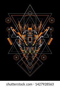 Mecha head with sacred geometry pattern