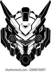 mecha icon in a circle in black over white