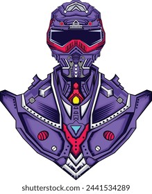 Mecha illustration purple and red color 
