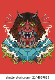 mecha japanese mask vector illustration