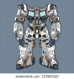 mecha knight illustration premium vector