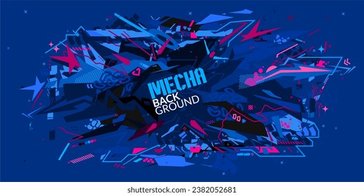 Mecha Metaverse Colorful Abstract Urban Street Art Graffiti Style Vector Illustration Template Background