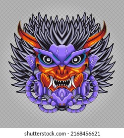 Mecha monster samurai illustration, perfect for design of t-shirts, stickers, merchandise, etc.