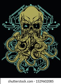 mecha octopus with sacred geometry background
