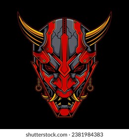 MECHA ONI MASK ROBOT ILLUSTRATION