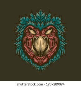 Mecha red owl illustration, suitable for the design of t-shirts, stickers, merchandise, etc.