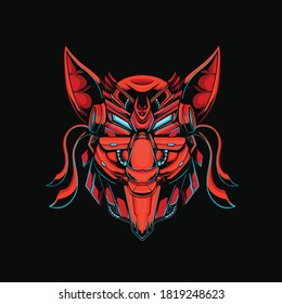 mecha robot face vintage illustration perfect for logo and tshirt