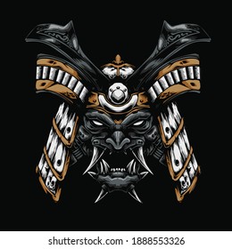 mecha robot samurai logo illustration