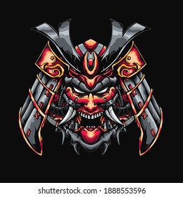 mecha robot samurai warrior design logo illustration