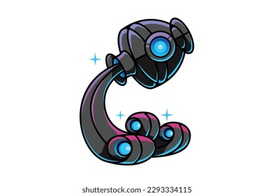 Mecha robotic zodiac Aquarius mascot logo cartoon illustration vector