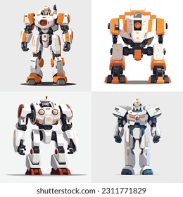 Mecha robots vector set isolated